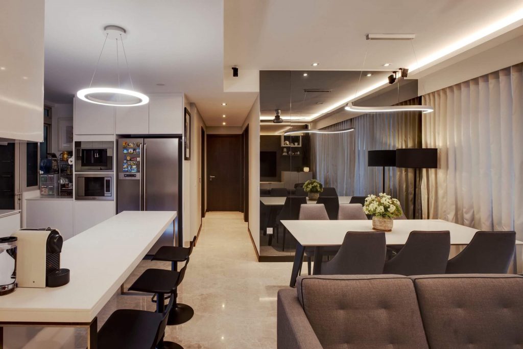 Contemporary Condo design with modern lighting