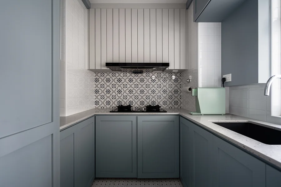 Classic kitchen in soft blue colour