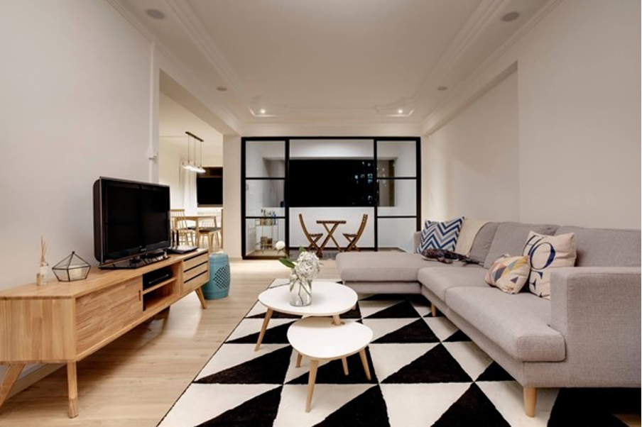 Black and white Scandinavian living room